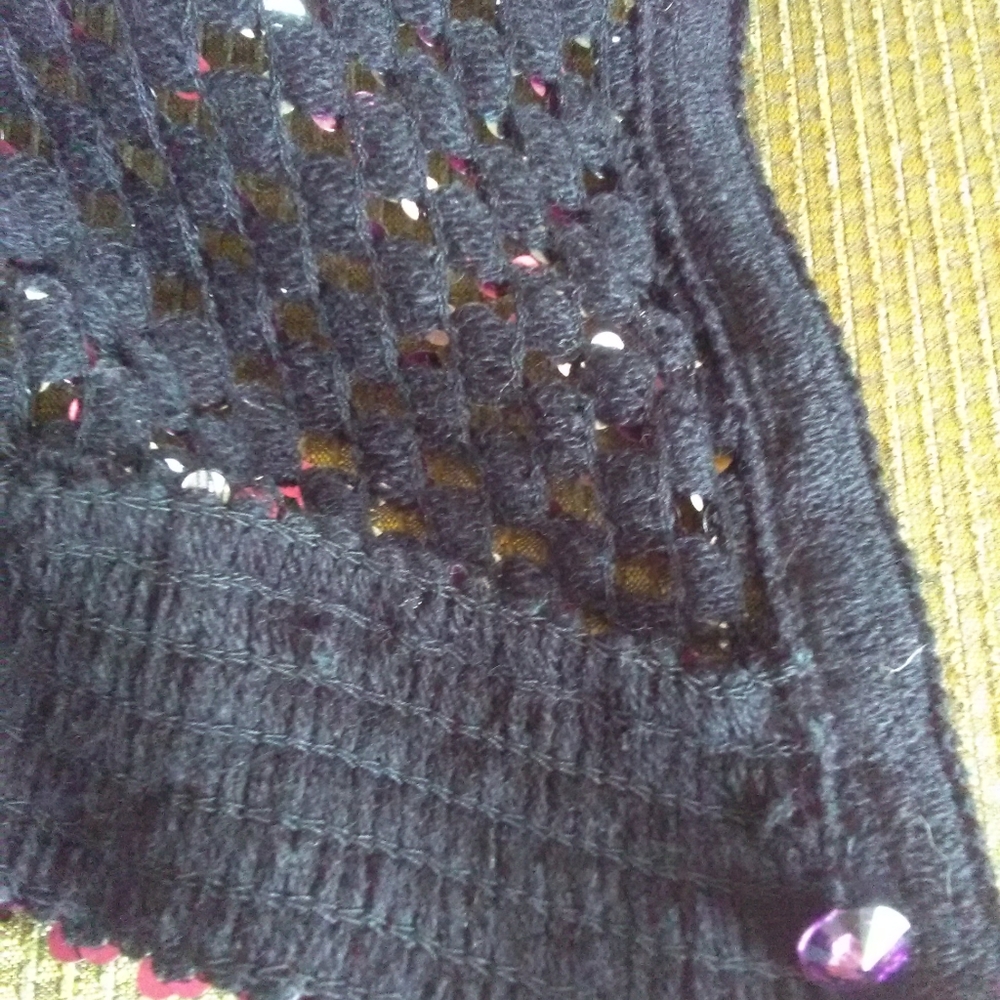 VINTAGE SEQUINED CROP JACKET SHEER UNIQUE BUTTONS BY HARRY ACTION QUILTED BEAUTY - Picture 4 of 11